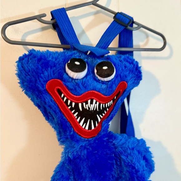 20" Huggy Wuggy Backpack Poppy Playtime Backpack Kids Stuffed Toy Bag (Blue) - Picture 4 of 9
